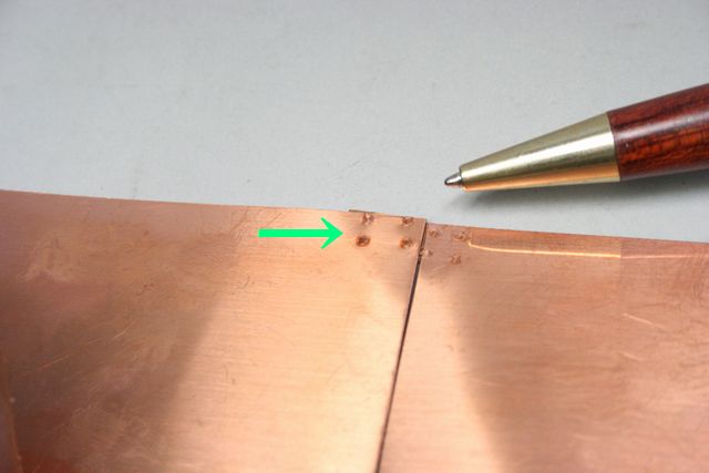 銅板　スポット溶接テスト（精密溶接）画像