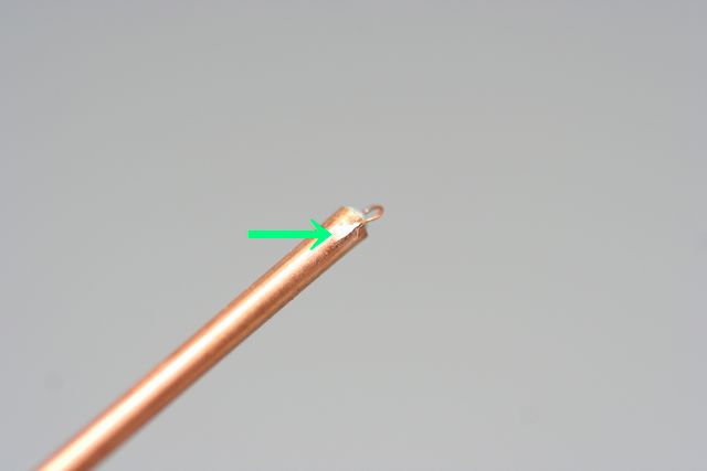 銅線（φ0.1）と銅パイプのスポット溶接加工（溶接試作）画像